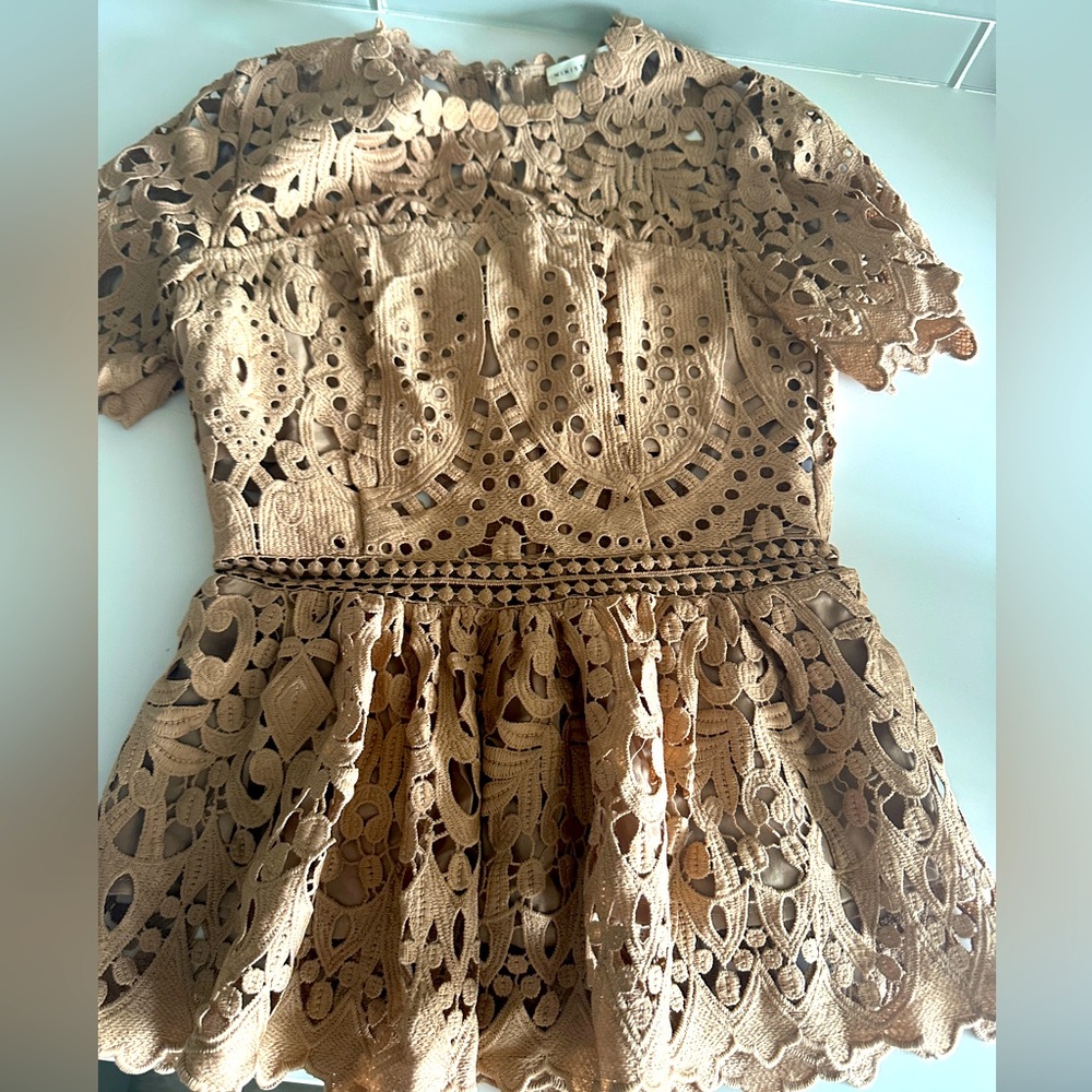 Ministry of Style Lace Top Beige Camel Tan 4